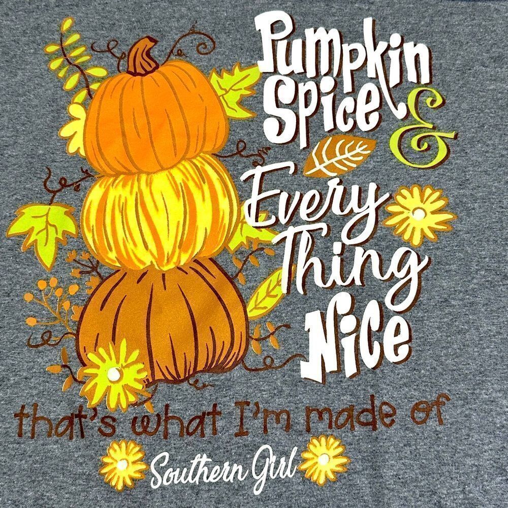 Southern Girl Long Sleeve Gray T Shirt Fall Halloween Pumpkins Size XL